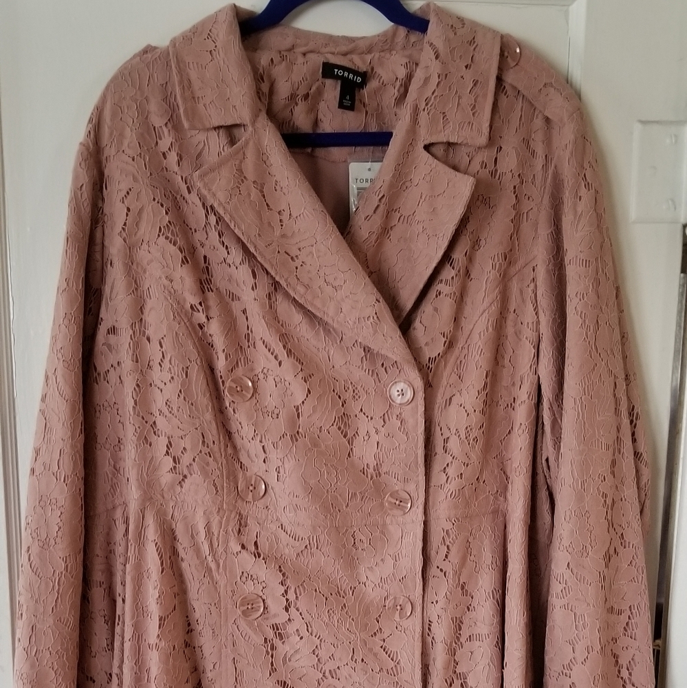 NWT Torrid Pink Lace Overcoat